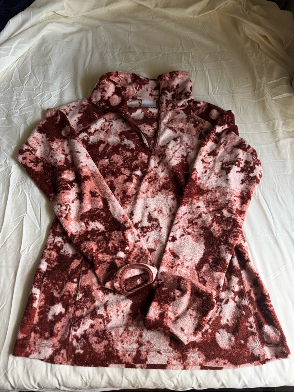 Columbia Maroon and Cream Patterned Fleece Pullover